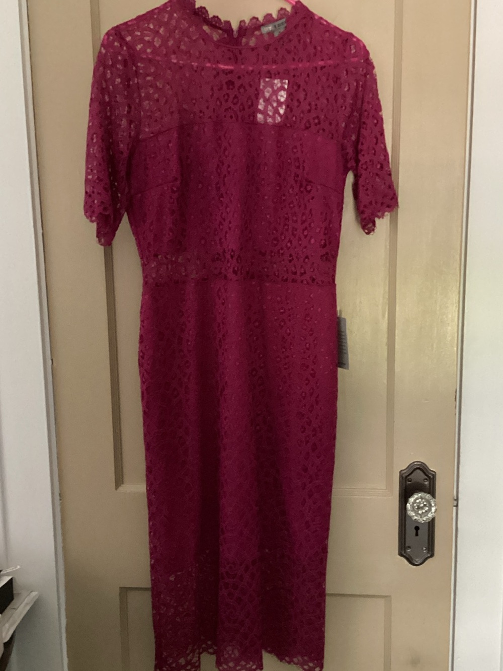 Love By Design Fuchsia Lace Midi Dress